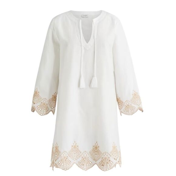 J. Crew Dresses & Skirts - J Crew‎ Beach tunic with seashell eyelet trim Womens Size Small White